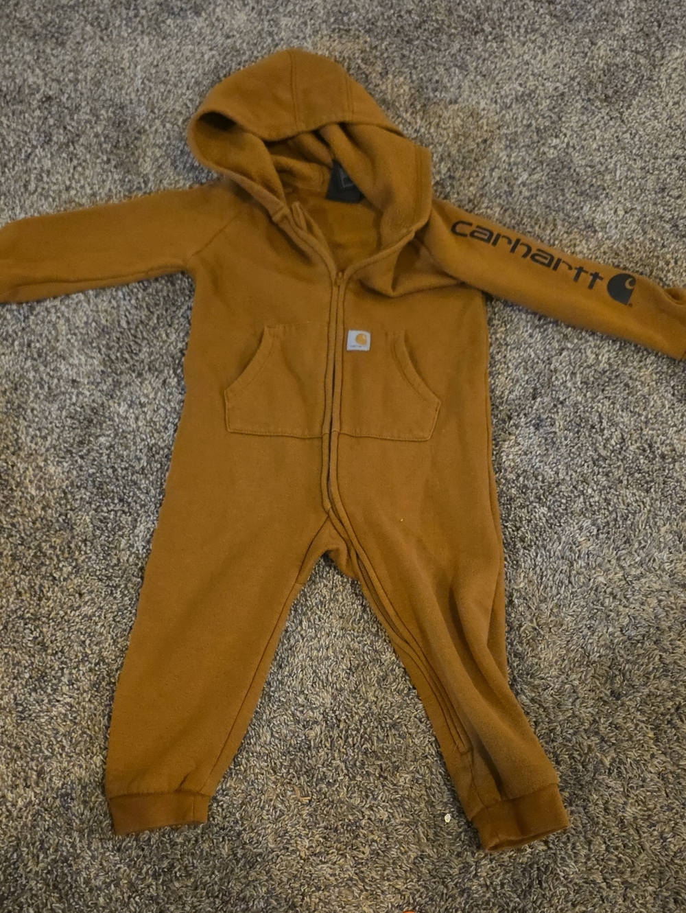 Carhartt Kids' Brown Hooded One-Piece Romper